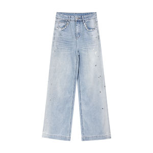 Designer Blue Large Embroidery Style Top Shirt Heavy Work Lace FLO NAKED Womens Casual Fashion Autumn Collection