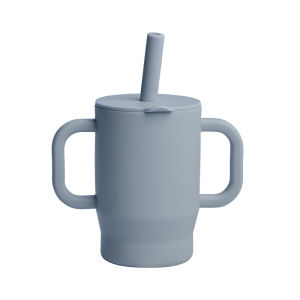 180ml Food-Grade Silicone Baby Learning Drinking Cup with Straw and Double Handles Baby Training Drinking Cup