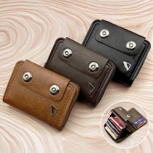 Trendy Mens Dual Snap Accordion Wallet RFID Blocking Anti-Demagnetization Large Capacity Card & Coin Organizer for Daily Use