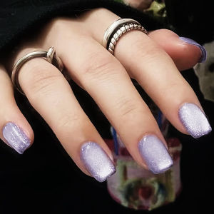 24pcs/set short square fake nails cat eyes glitter pink green purple yellow nude nail tips faux ongles press on false nail art