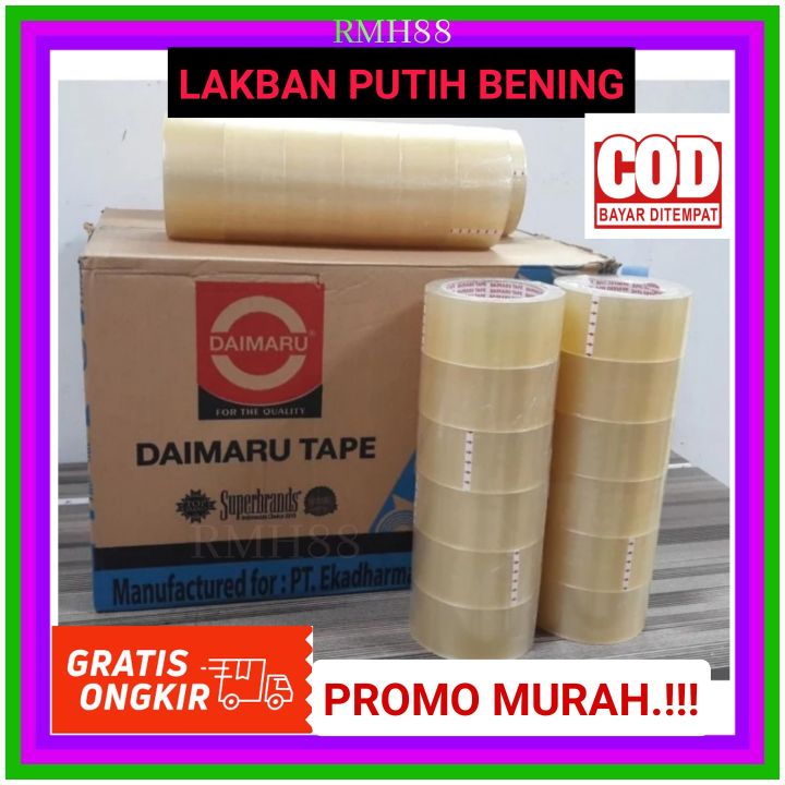 1 Slop Lakban Putih Bening Besar DAIMARU TAPE Isi 6 Roll