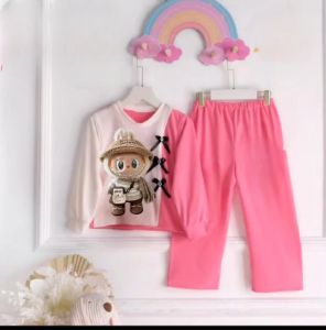 setelan anak perempuan LABUBU pita terbaru setelan anak viral