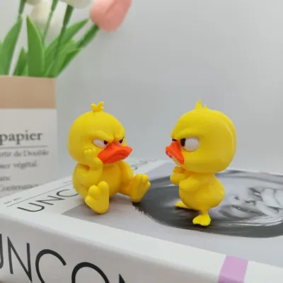 3D Angry White Eyed Funny DuckPrinting Angry Yellow Duck Statue Humorous Indoor/outdoor Home Decoration and Car Decoration