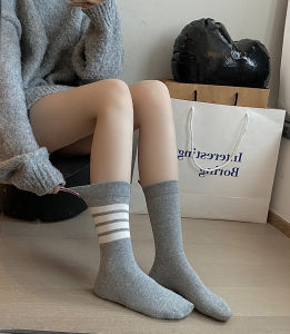 INS Fashion Trendy Four Bars Mid-High Tube Cotton Socks TB with Standard Spring and Summer Womens Internet Celebrity Matching Dad Shoes Socks