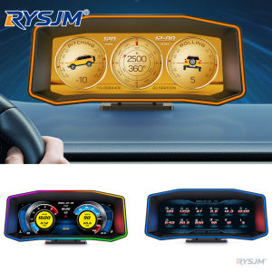 RYSJM | OBD2 & GPS Car Head Up Display P4 HUD Smart Gauge Digital Speedometer Obd2 Car Diagnostic Tool Fuel Consumption Tacho RPM Volts
