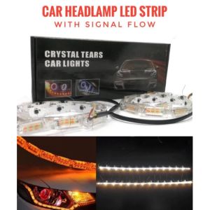 CRYSTAL TEARS DRL LED Water Flow Turning Strip Lamp Car Signal Daytime Running Light Head Light Eye Auto Lamp Styling Luxury Headlamp Lampu Kereta 汽车车灯跑马灯流水方向日行灯 Axia Myvi Bezza Alza Waja Saga Wira Persona Iriz Aruz Ativa Viva