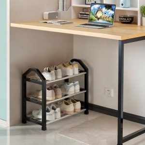 FWTDF | Multi-layer Iron Shoe Rack With Coat Hanger For Rentals