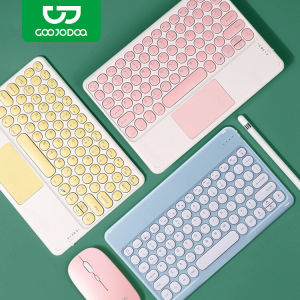 GOOJODOQ Wireless Bluetooth Keyboard Phone Tablet Wireless Keyboard Portable Waterproof Round Retro Button Tablet Keypad For iPad Laptop Android IOS Windows
