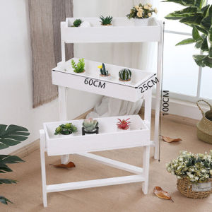 Rustic Foldable Multi-layer Solid Wood Flower Stand Living Room Balcony Plant Display Shelf Artistic Style American Country