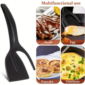 2-in-1 Grip and Flip Tongs Egg Spatula for Pancake Fried Cooking Kitchen Tools