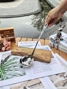 Chockmen Large Soup Spoon Drain Spoon Hanging Type 18/10 Stainless Steel Swan Neck Mirror Polished Kitchen Cooking Utensil