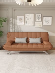 Faux Leather Sofa Bed Dual-Use Foldable Living Room Small Apartment Minimalist Modern Economical Latex Multifunctional Sofa