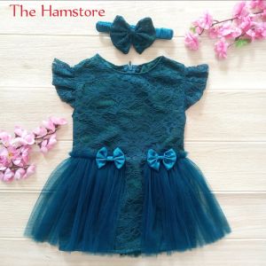 Dress Gaun Pesta Ulang Tahun Anak Bayi 6-12 Bulan Brukat Tille Emerald Jahitan Taylor