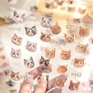 Cat Head Sticker Stiker Pack Kepala Kucing Lucu HD 3 Lembar Dekorasi Stiker HP Laptop Buku