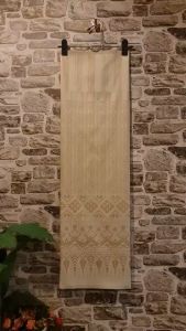 199.ผ้าฝ้าย ผ้าทอทั้งผืน ลายไหมเชียงขวัญ สีขาวงาช้าง