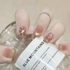 New Years Atmosphere Sparkling Firework Cat Eye Short Wearing False Nails Glittering Crystal Nail Art Pieces Easy to Wear