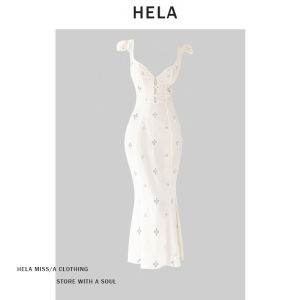 HELA Vintage Pháp Rỗng Thêu Đầm Nữ Xuân Hè Cỡ Lớn Kỳ Nghỉ Bãi Biển Pure Desire Dài Đầm