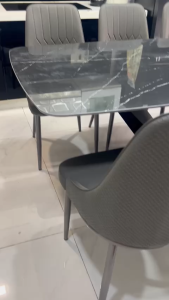 Bộ Bàn Ăn Mặt Đá Ceramic Kết Hợp Ghế Monet Cao – Bọc Da Nhập Khẩu