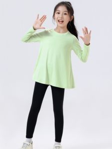 ชุดโยคะเด็กผู้หญิง ชุดกีฬาแห้งเร็ว ชุดวิ่งฤดูใบไม้ผลิและฤดูใบไม้ร่วง ชุดฝึกแบดมินตันสำหรับเด็ก ชุดออกกำลังกายสำหรับเด็กวัยกลางคนและโต