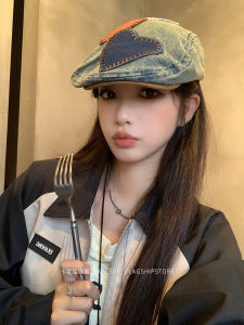 Sweet Cute Heart Patched Washed Out Artist Beret Hat Women New 2024 Cotton Casual Style Spring Autumn Winter Cap for Ladies