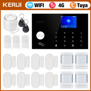 Kerui | KERUI G34 4G WIFI GSM Alarm System for Home Security Protection Alarm Host with Door Motion Sensor Smart Life APP Support Alexa