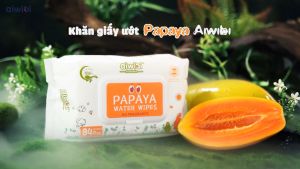Khăn Giấy Ướt Aiwibi Chiết Xuất Đu Đủ Hữu Cơ Không Mùi và Không Cồn Cho Bé 1 lốc x 3 gói x 84 tờ