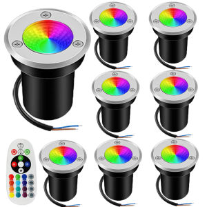Đèn Ngầm Điện Áp Thấp 12V RGB Ánh Sáng Cảnh Quan Màu Trắng Ấm Ánh Sáng Ngoài Trời Không Thấm Nước Trong Đất Có Điều Khiển Từ Xa 6W Cho Lối Đi Sân Vườn
