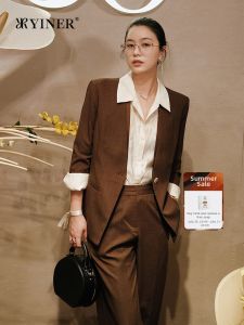 Fashionable Commuting Slim Fit Summer New Single-button V-neck Acetate Satin Splice Blazer