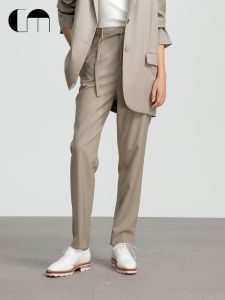 Summer High Waist Tapered Wool Suit Pants