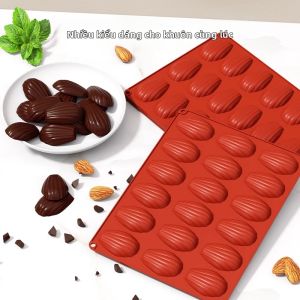 1 Chiếc Khuôn Làm Bánh Madeleine Silicon 18 Khoang Lớn Hình Vỏ Sò Nặng Dùng Làm Bánh Quy Và Bánh Màu Đỏ Gạch