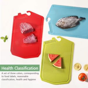 GOLIFE Chopping Board Set Antibacterial Chopping Meat Chopping Board 4PCS Thickening Storage Rack Hanging Classified