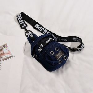 Cute Small Denim Canvas Crossbody Chest Bag for Students Trendy Cool Single Shoulder Bag Womens Fashion Summer 2024