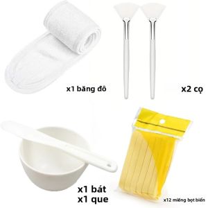 Bộ Cọ Trang Điểm Làm Đẹp Tự Làm Kèm Bát Và Thìa - Dụng Cụ Chăm Sóc Da Trang Điểm Pha Kem Bùn Mặt Nạ Dụng Cụ Trộn Cao Su