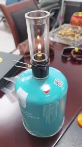 BRS Mini Adjustable Outdoor Camping Tent Gas Lamp Candle Light with Glass Chimney Non-Mantles