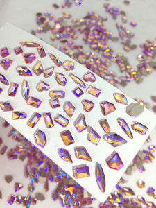 Dana30 PCs Flats Shaped Assortment Pack Nail Art Light Pink Colorful Fingertip Rhinestone Jewelry Stick-on Crystals