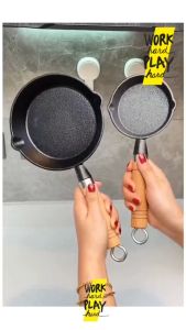 WHPH Shop กระทะทอดไข่ดาว Sauce Pan 10/15 cm กระทะเหล็กหล่อ ด้ามไม้จริง คุณภาพงานส่งออก ขายบน Amazon