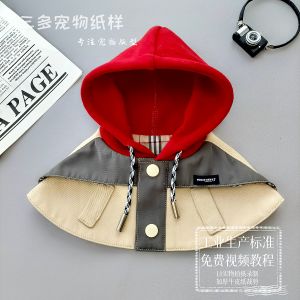 Pet Hooded Scarf Design Template Cat Dog Saliva Towel British Style Sample Coat Neck Warmer Pet Clothing Accessory