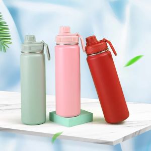 750ml Insulated Cup Stainless Steel Sports Bottle American Water Bottles with Lid Portable Vacuum Leakproof Outdoor Hiking Cups