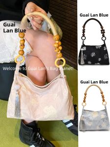 Chic Chinese Style Underarm Bag Womens Single Shoulder Bag Trendy Summer High-End Sensation Gai Blue Floral Pattern Handbag