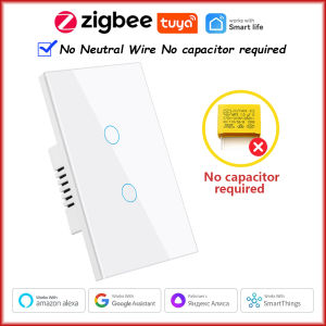Zigbee Smart Touch Switch No Neutral Wire 1/2/3 Gang Works with Alexa/Google Home/Tuya Smart Life App Remote Control Timer Voice