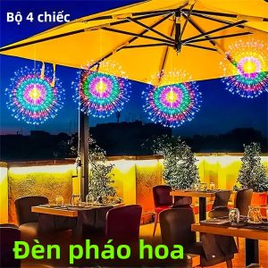 4 Cái/bộ 360 Đèn LED USB Treo Cây Pháo Hoa Ánh Sáng Trắng Ấm/Màu Trang Trí Sân Vườn Chiếu Sáng Dây DIY Hình