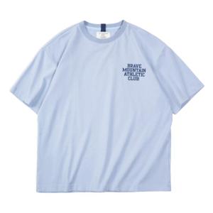 Maden Workwear American Casual Macaron Short Sleeve T-Shirt Letter Print Sky Blue Pure Cotton round Neck Body Shirt Men Summer