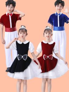 June 1 Kids Choir Costume Clothing Poetry Recitation Primary and Secondary School Students British Style Princess Dress Love National Day