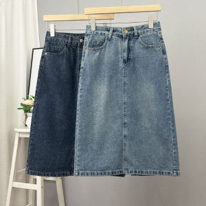 High Waist A-Line Mini Skirt Womens Denim Skirt Spring Summer New Style Vintage Mid-Length Slit Bodycon Cotton Jeans Skirt