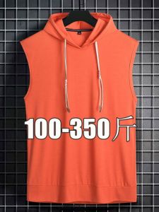 plus Size Mens Hoodie Tank Top Ice Silk Sleeveless T-Shirt Summer Trendy Loose Fit Breathable Comfortable Youth Fashion