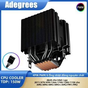 Tản Nhiệt CPU Bằng Khí 6 Ống Dẫn Nhiệt RGB Đen Quạt Làm Mát Êm 4 Chân PWM Dành Cho Intel LGA 1700 2011 1200 1156 X79 X99 1366 AMD AM4 AM3 AM5