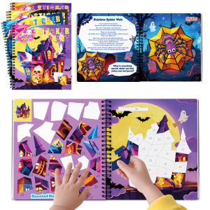 Halloween Kids Sticker Book - 100+ Spooky Stickers Reusable Ghost Pumpkin Stickers for Toddlers Childrens Sticker Album