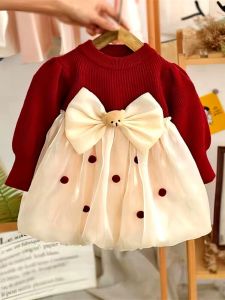 Princess Style Childrens Dress Fashionable Girls Dress Autumn Winter Kids Clothing One Year Old Girl Birthday Party Dress