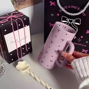 Dreamy Purple Bow Gift Cup Ceramic