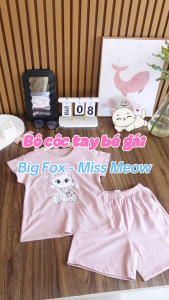 [Bộ BG  thun cộc tay 06 311] Bộ đồ cộc tay cho bé gái Bigfox Miss Meow size đại mặc nhà mùa hè vải cotton mềm cỡ trẻ em 3-11 tuổi